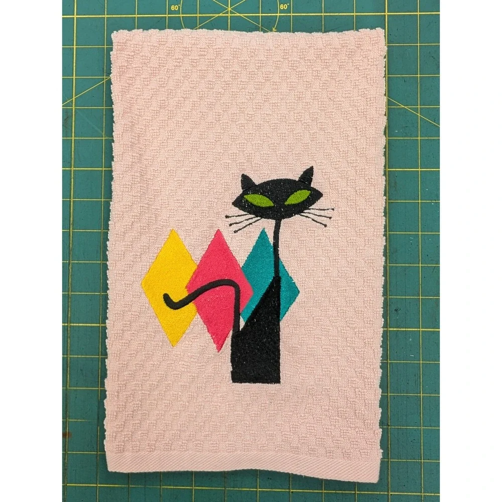 Retro Mid Century Modern Atomic Cat Kitchen Towel Set of 1  Great Gift Idea!